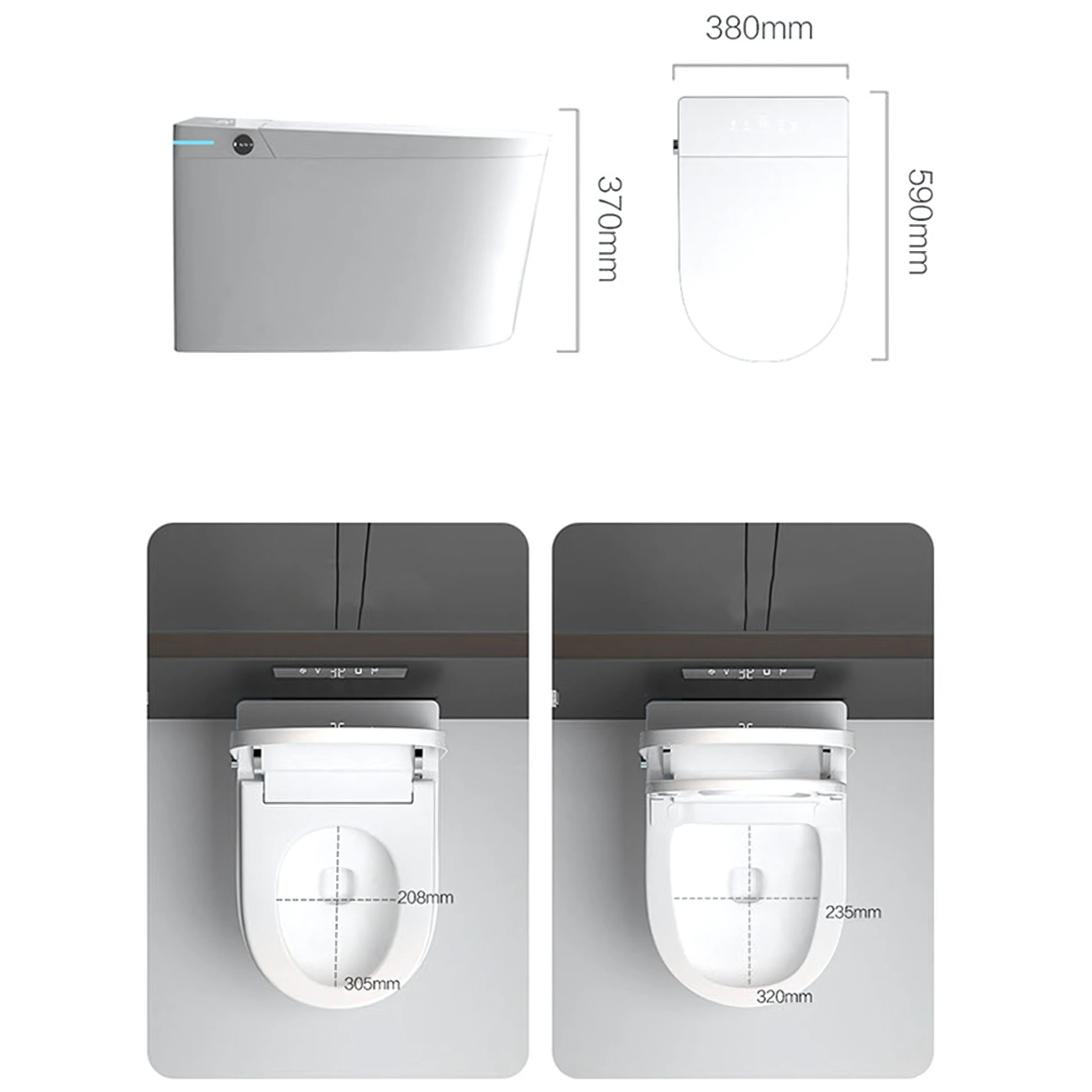 Wall Hung Smart Automatic/Remote Controlled Bidet Frame Set w/ Concealed Cistern