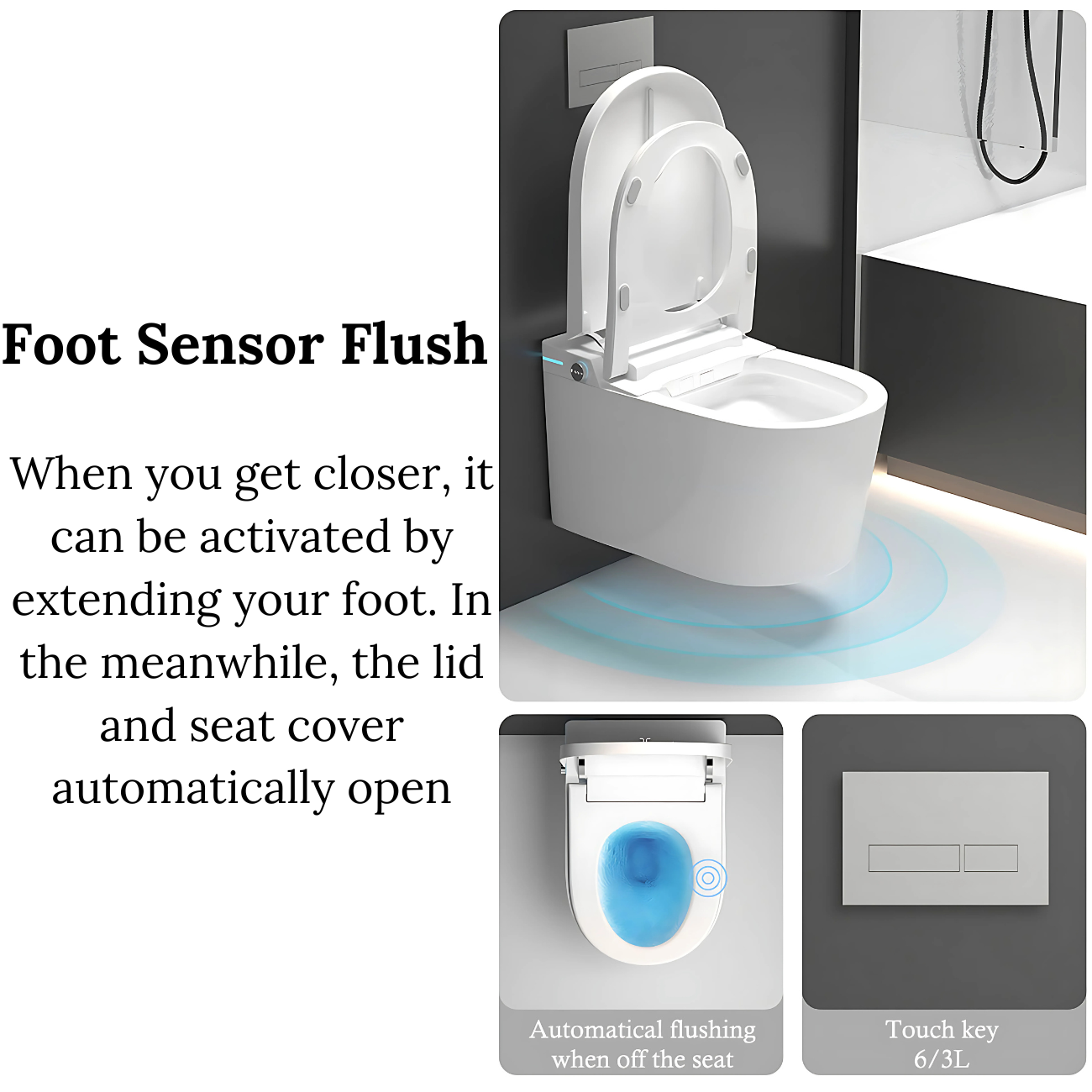 Wall Hung Smart Automatic/Remote Controlled Bidet Frame Set w/ Concealed Cistern